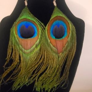 peacock feather earring